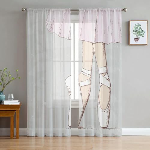 iapp CL-1 Vorhang,Girl Ballet Skirt Art Modern Curtains for Living Room Transparent Tulle Curtains Window Sheer for The Bedroom Accessories Decor von iapp