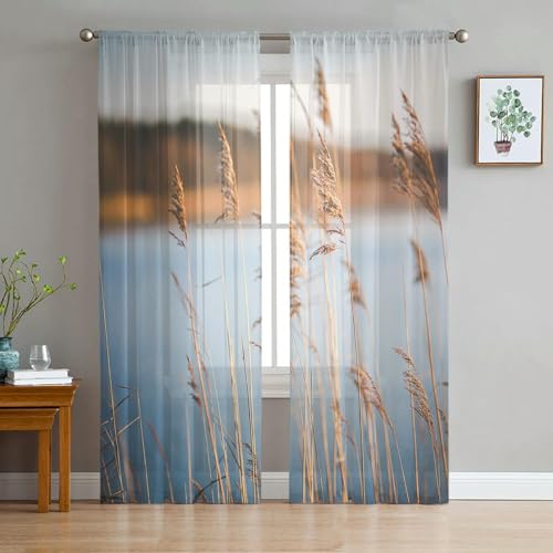 iapp CL-1 Vorhang,Mountain Mist Scenery Landscape Sheer Curtains for Living Room Bedroom Home Decoration Window Tulle Curtain Drapes von iapp