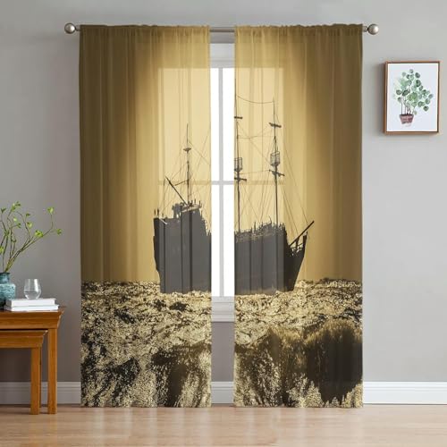 iapp CL-1 Vorhang,Sailing Boat Window Treatment Tulle Modern Sheer Curtains for Kitchen Living Room The Bedroom Curtains Decoration von iapp