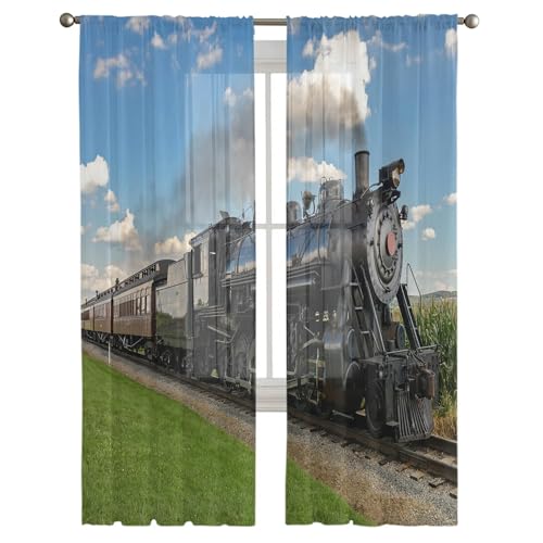iapp CL-1 Vorhang,Train and Railway Travel Window Treatment Tulle Modern Sheer Curtains for Kitchen Living Room The Bedroom Curtains Decoration von iapp