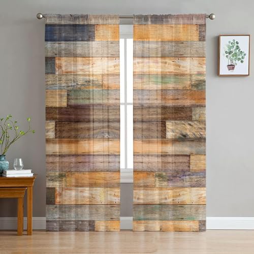 iapp CL-1 Vorhang,Wood Texture Modern Curtains for Living Room Transparent Tulle Curtains Window Sheer for The Bedroom Accessories Decor von iapp