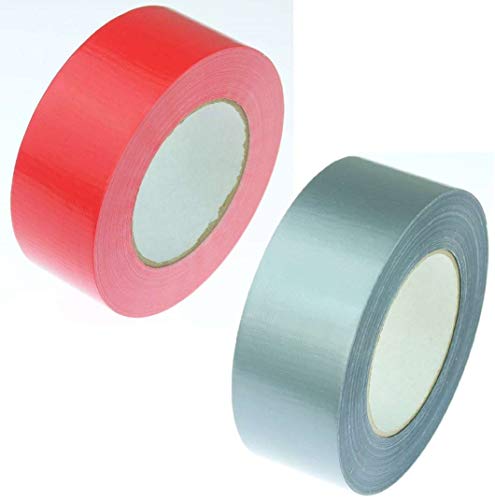 iapyx 2 Rollen Klebeband Gewebeband 50 m x 48 mm je 1x Rot + Silber - Panzerband Steinband Gaffa Tape Reparaturband (Rot + Grau, 2 Rollen) von iapyx