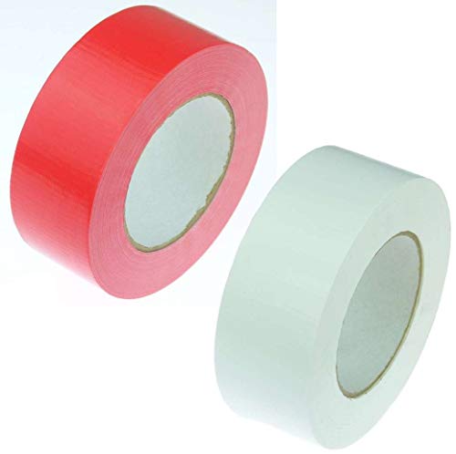 iapyx 2 Rollen Klebeband Gewebeband 50 m x 48 mm je 1x Rot + Weiss - Panzerband Steinband Gaffa Tape Reparaturband (Rot + Weiss, 2 Rollen) von iapyx