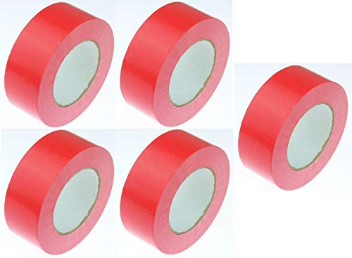 iapyx 5 Rollen Klebeband Gewebeband 50 m x 48 mm ROT - Panzerband Steinband Gaffa Tape Reparaturband (Rot, 5 Rollen Rot) von iapyx