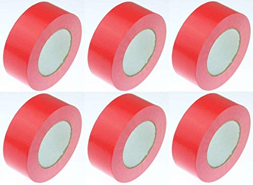 iapyx 6 Rollen Klebeband Gewebeband 50 m x 48 mm ROT - Panzerband Steinband Gaffa Tape Reparaturband (Rot, 6 Rollen Rot) von iapyx