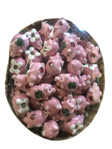 iapyx® 60 Stück Glücksschweinchen Glücksbringer aus Porzellan Glücksklee Glückskäfer Marienkäfer Weihnachtsdeko Christbaumschmuck Silvesterdeko Neujahr Hochzeit Jubiläum Give Away von iapyx