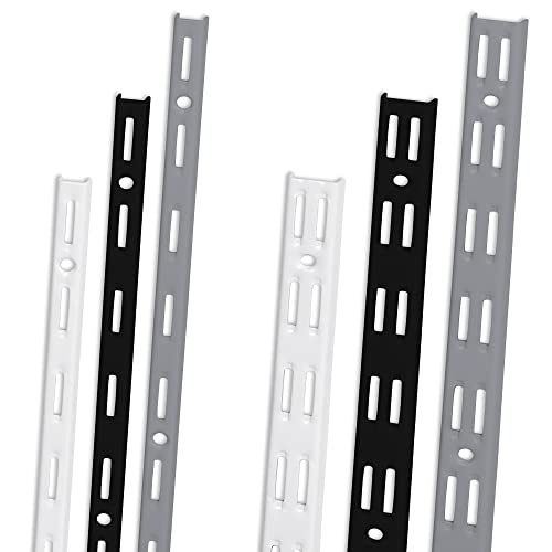 ib style® 2 Stück Wandschienen | Regalschiene Raster 50mm | 2-reihig | silbermatt | 50cm von ib style