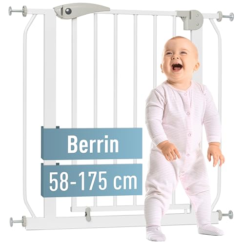 ib style® Berrin ! PREISSIEGER ! Treppengitter 58-175 cm | Ohne Bohren |Auto-Close| 90° Stop | Einhand Bedienung | 103-111 cm von ib style