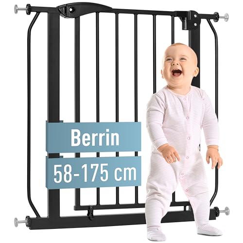 ib style® Berrin ! PREISSIEGER ! Treppengitter 67-175cm | Türschutzgitter | Ohne Bohren | 90° Stop | Auto-Close | 75-85 cm von ib style