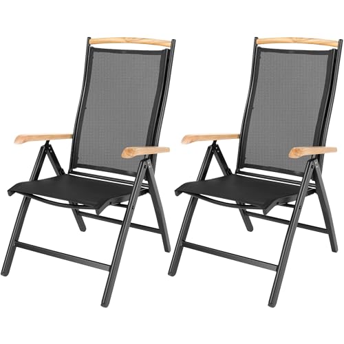 ib style® Diplomat 2er Set Hochlehner I Gartenstühle I 7 Positionen I Klappstuhl I 2 Farben I Schwarz von ib style