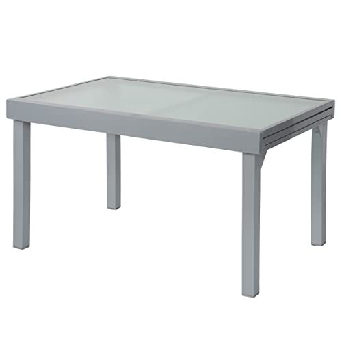 ib style® Diplomat Ausziehtisch | Premium Gartentisch | Aluminium | Glasplatte | Silbermatt | 135-270 cm von ib style