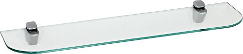 ib style® Glasregal 6mm |inkl. Befestigungsclip CUCALE Silbermatt| 8 Größen| 2 Dekore | Klar | 60 x 15 cm von ib style