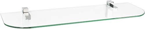 ib style® Glasregal 6mm |inkl. Befestigungsclip QUADRO Verchromt | 11 Größen| 2 Dekore | Klar | 60 x 12 cm von ib style