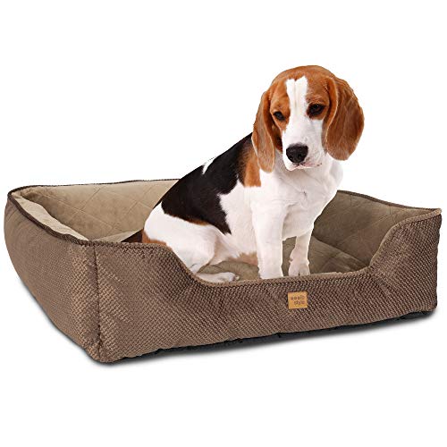 ib style® Happy Milo Hundebett | Körbchen für Hunde & Katzen | mit Reißverschluss | Größe: M | Braun von ib style