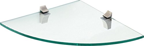 ib style - Eckregal SATINIERT + Design-Halterungen Eco EDELSTAHLOPTIK |Stärke 8 mm | klar und satiniert | 2 Abmessungen | 250 x 250 mm SATINIERT - Viertelkreis Regal Glasablage Glasregal Regal von ib style