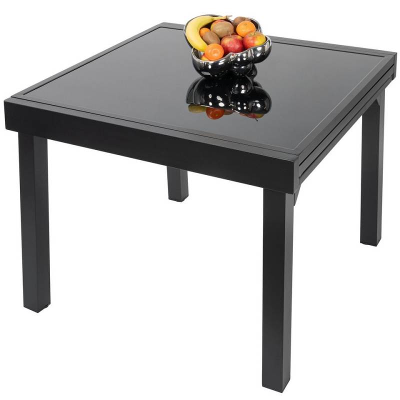 ib style Gartentisch Diplomat Quadro Ausziehtisch 90 - 180 cm schwarz (Tisch), Gartentisch - ESG-Sicherheitsglas - Aluminium - ausziehbar von ib style