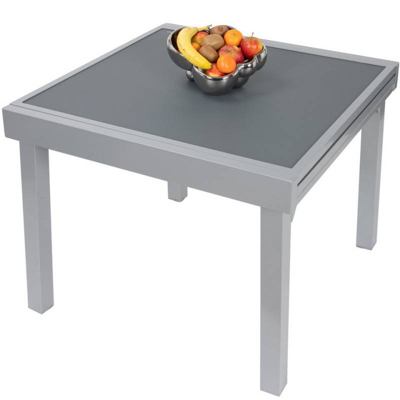 ib style Gartentisch Diplomat Quadro Ausziehtisch 90 - 180 cm Anti Fingerprint silber (Tisch), Gartentisch - ESG-Sicherheitsglas - Anti-Fingerprint von ib style