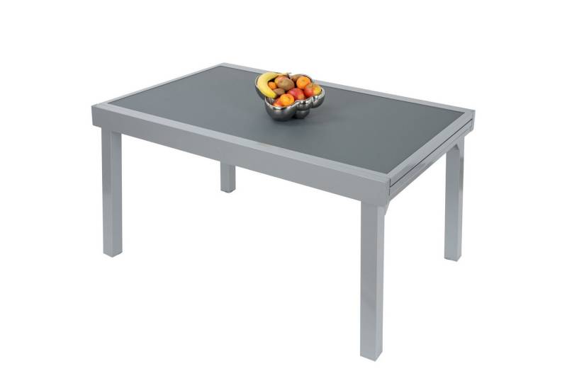 ib style Gartentisch Diplomat XXL Ausziehtisch 135 - 270 cm Anti Fingerprint silber (Tisch), Anti-Fingerprint - ESG-Sicherheitsglas - Aluminium von ib style