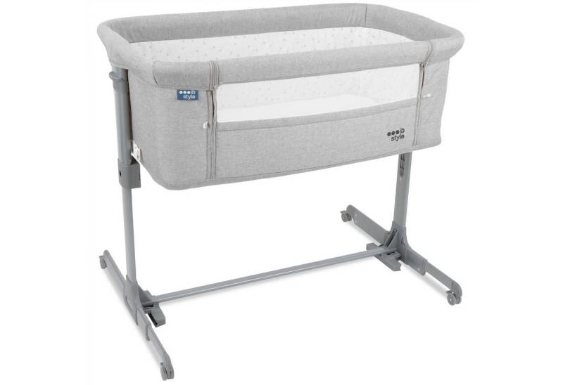 ib style Kinderbett Aluna 2 in 1 Babybett Grau, Inkl. Matratze / Moskitonetz / Transporttasche - Höhenverstellbar von ib style