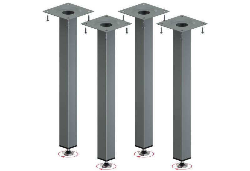 ib style Tischbein Tischbeine 25 x 25 mm 4er Set Silbermatt, Tischfüße - Möbelfüße - Inklusive Regulierschrauben von ib style