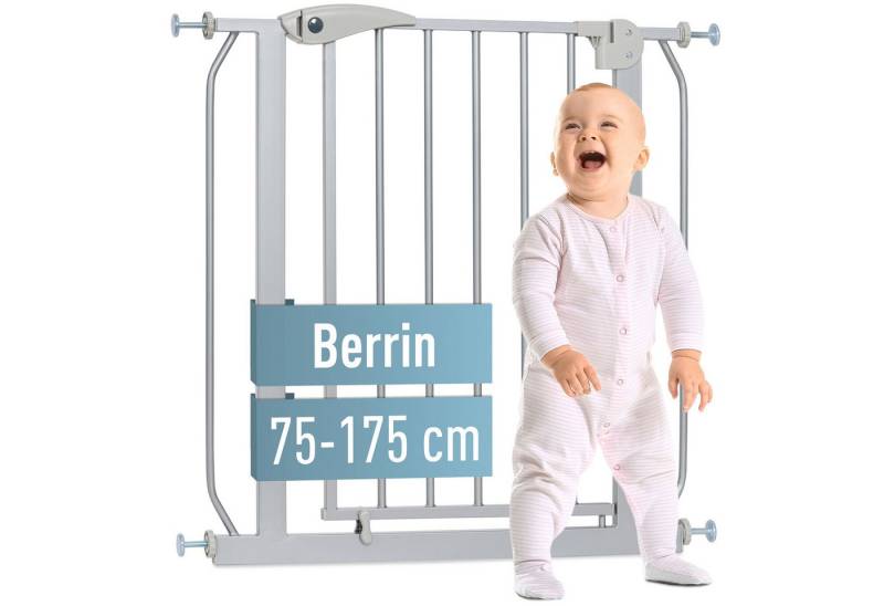 ib style Türschutzgitter Berrin Treppengitter 95-105cm silber-grau, Sicherheitsgitter für Türen und Treppen, Ohne Bohren, Zum Klemmen von ib style