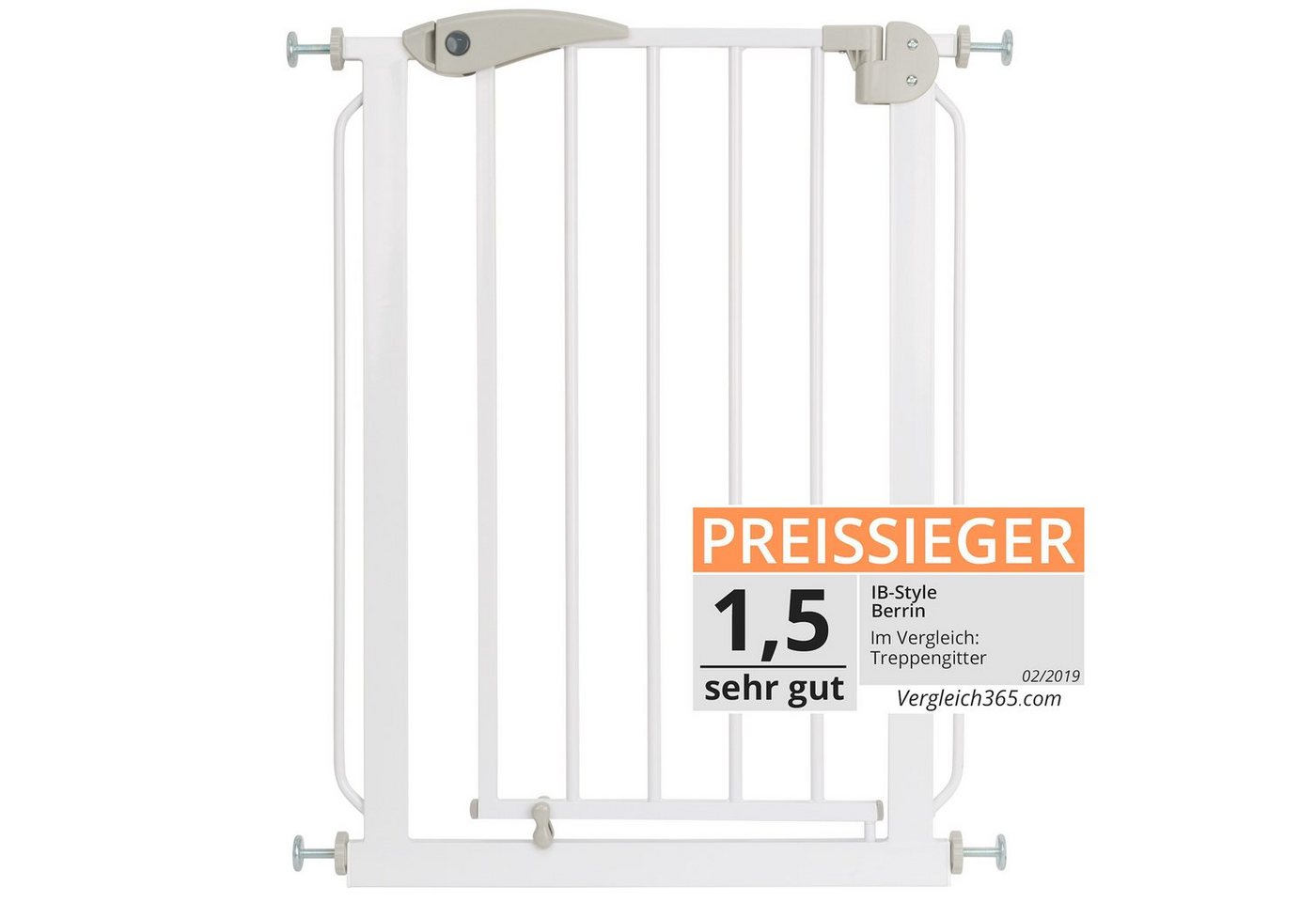 ib style Türschutzgitter Berrin XS Treppengitter 58-66 cm weiß-grau mit Y-Spindeln, Tür- und Treppengitter von ib style