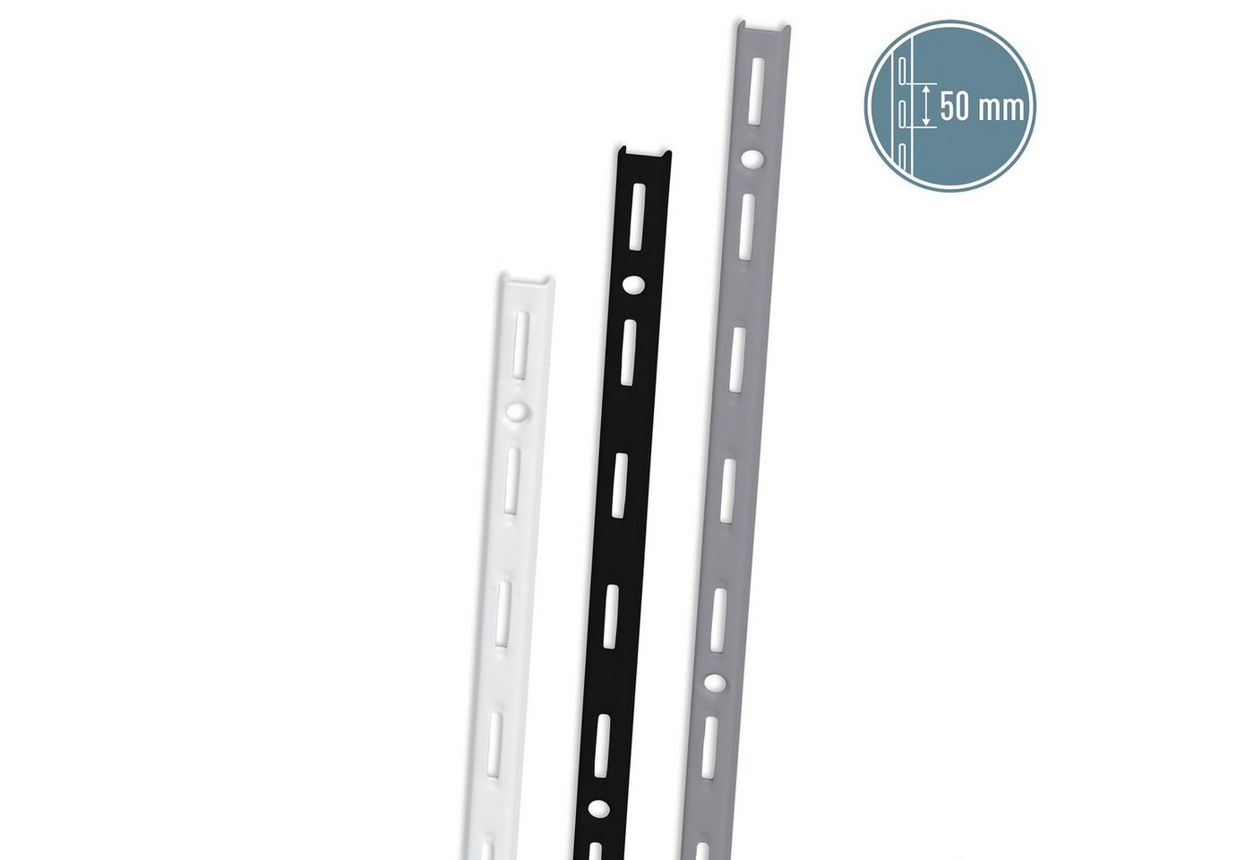 ib style Wandregal 10er Set Wandschienen 1-reihig 50cm Silbermatt, Regalschiene - Raster 50mm ib style Wandregal 10er Set Wandschienen 1-reihig 50cm Silbermatt, Regalschiene - Raster 50mm von ib style