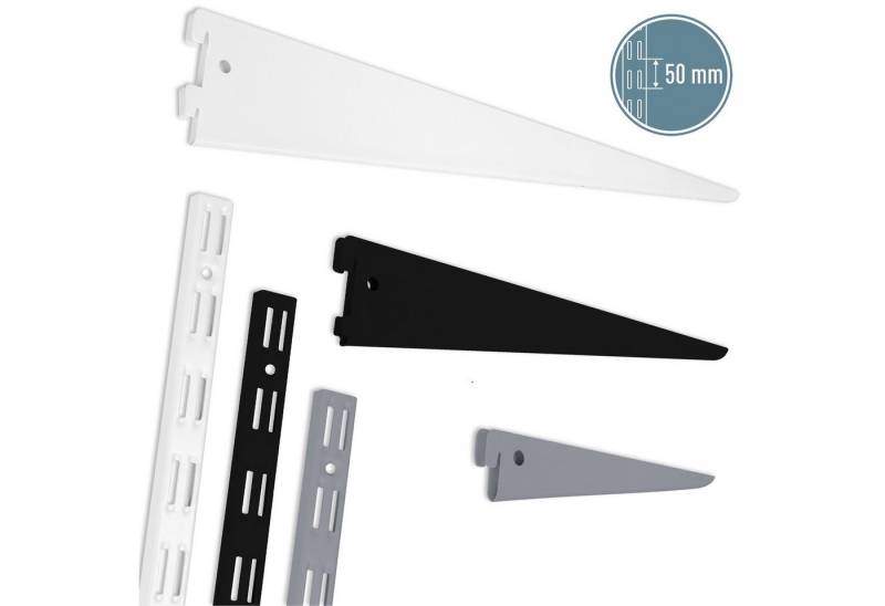 ib style Wandregal 2er Set Wandschiene 2-reihig 150cm Silbermatt, Regalschienen - Regalbodenträger - Raster 50mm von ib style