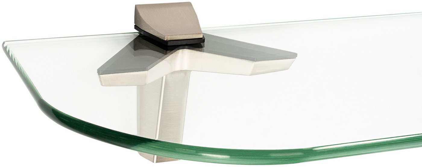 ib style Wandregal Glasregal 6mm klar 60 x 20 cm + Clip DUO Edelstahloptik, Glasboden aus ESG-Sicherheitsglas - Wandregal von ib style