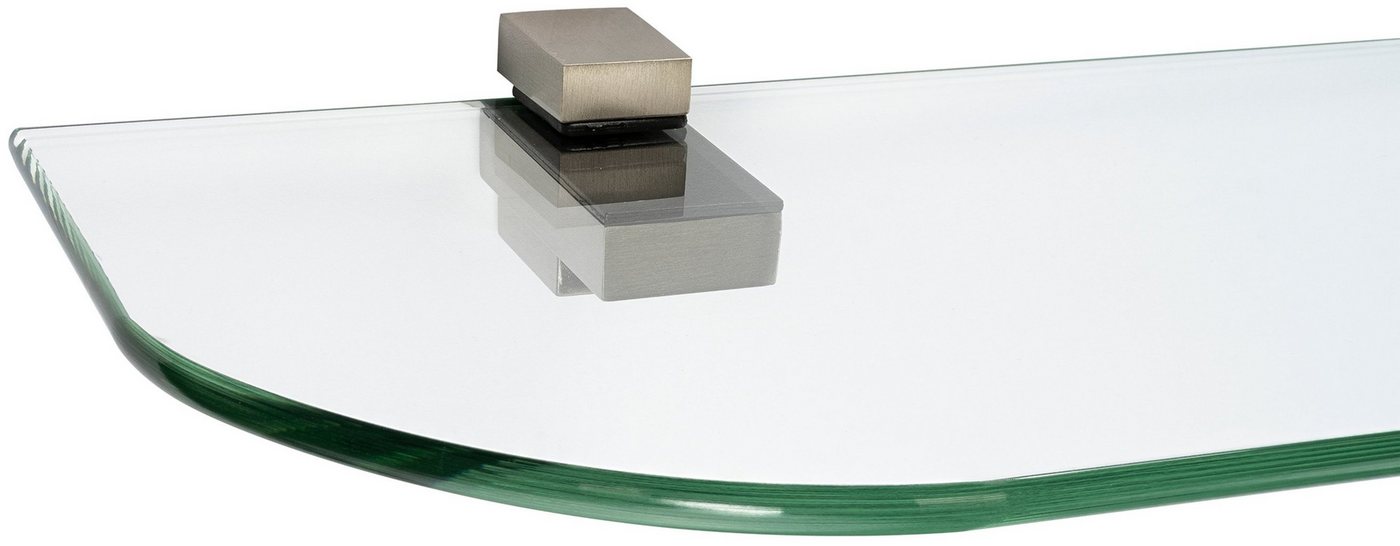 ib style Wandregal Glasregal 6mm klar 60 x 20 cm + Clip KUBI Edelstahloptik, Glasboden aus ESG-Sicherheitsglas - Wandregal von ib style