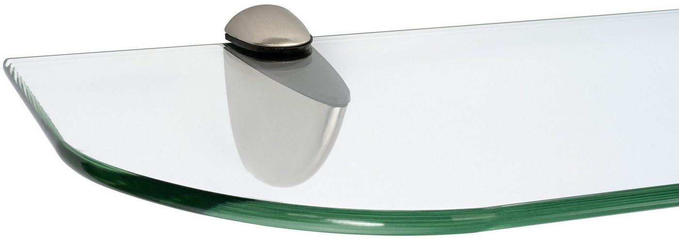 ib style Wandregal Glasregal 6mm klar 60 x 30 cm + Clip CLASSICO Edelstahloptik, Glasboden aus ESG-Sicherheitsglas - Wandregal von ib style