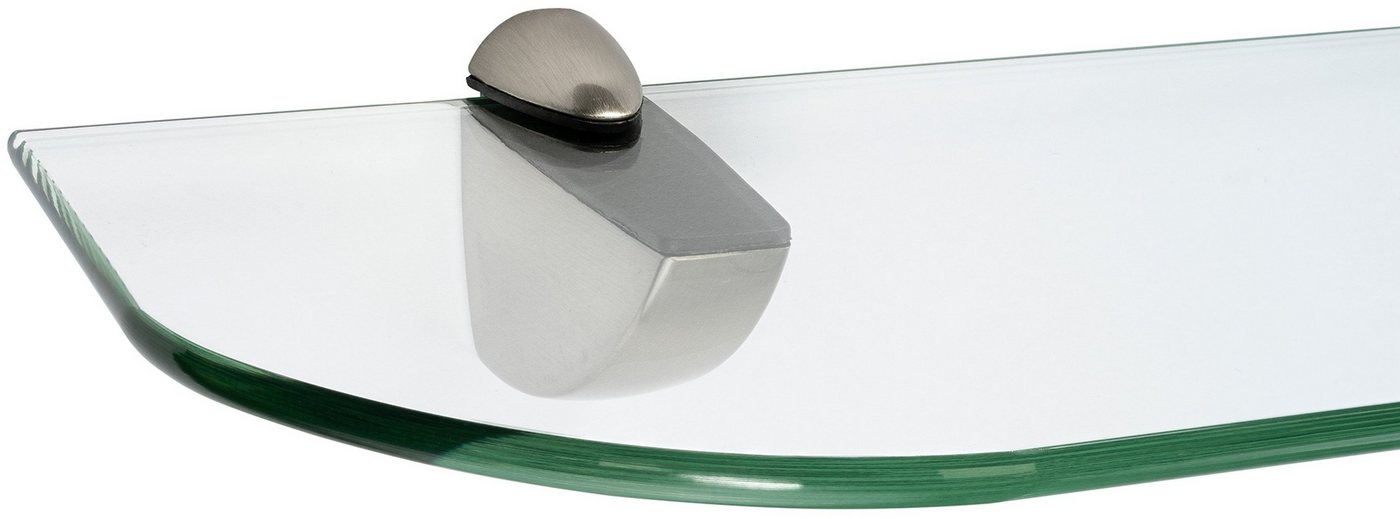 ib style Wandregal Glasregal 6mm klar 90 x 15 cm + Clip PELI Edelstahloptik, Glasboden aus ESG-Sicherheitsglas - Wandregal von ib style