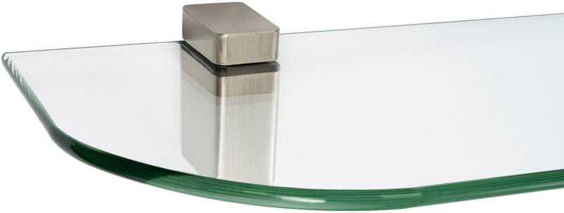 ib style Wandregal Glasregal 6mm klar 90 x 20 cm + Clip CONO Edelstahloptik, Glasboden aus ESG-Sicherheitsglas - Wandregal von ib style