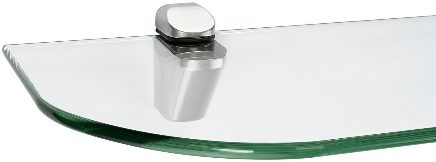 ib style Wandregal Glasregal 6mm klar 90 x 20 cm + Clip CUCALE Silbermatt, Glasboden aus ESG-Sicherheitsglas - Wandregal von ib style