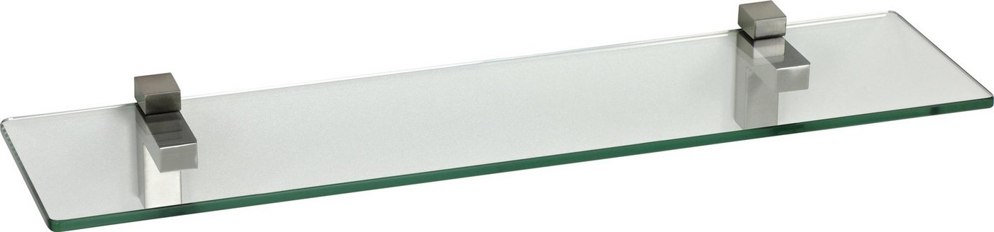 ib style Wandregal Glasregal 8mm eckig klar 40 x 30 cm+ Clip Quadro Edelstahloptik, ESG-Sicherheitsglas von ib style