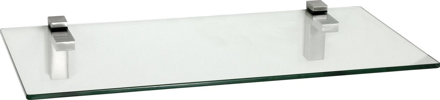 ib style Wandregal Glasregal 8mm eckig klar 60 x 15 cm + Clip Quadro Verchromt, ESG-Sicherheitsglas von ib style