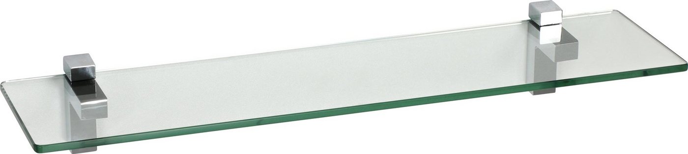 ib style Wandregal Glasregal 8mm eckig klar 90 x 15 cm + Clip Quadro Silbermatt, ESG-Sicherheitsglas von ib style
