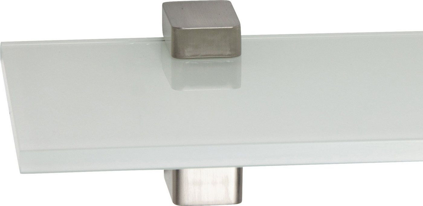 ib style Wandregal Glasregal 8mm eckig weiß 60 x 20 cm + Clip CONO Edelstahloptik, Glasboden aus ESG-Sicherheitsglas - Wandregal ib style Wandregal Glasregal 8mm eckig weiß 60 x 20 cm + Clip CONO Edelstahloptik, Glasboden aus ESG-Sicherheitsglas - Wandregal von ib style