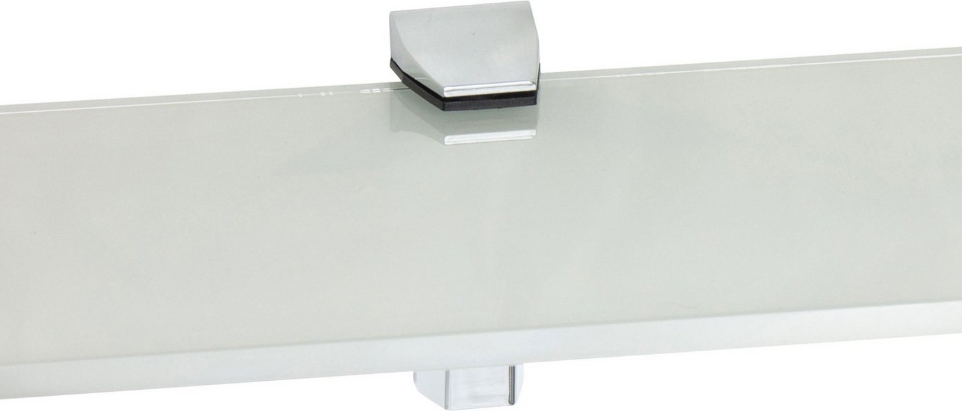 ib style Wandregal Glasregal 8mm eckig weiß 60 x 20 cm + Clip DUO Edelstahloptik, Glasboden aus ESG-Sicherheitsglas - Wandregal ib style Wandregal Glasregal 8mm eckig weiß 60 x 20 cm + Clip DUO Edelstahloptik, Glasboden aus ESG-Sicherheitsglas - Wandregal von ib style