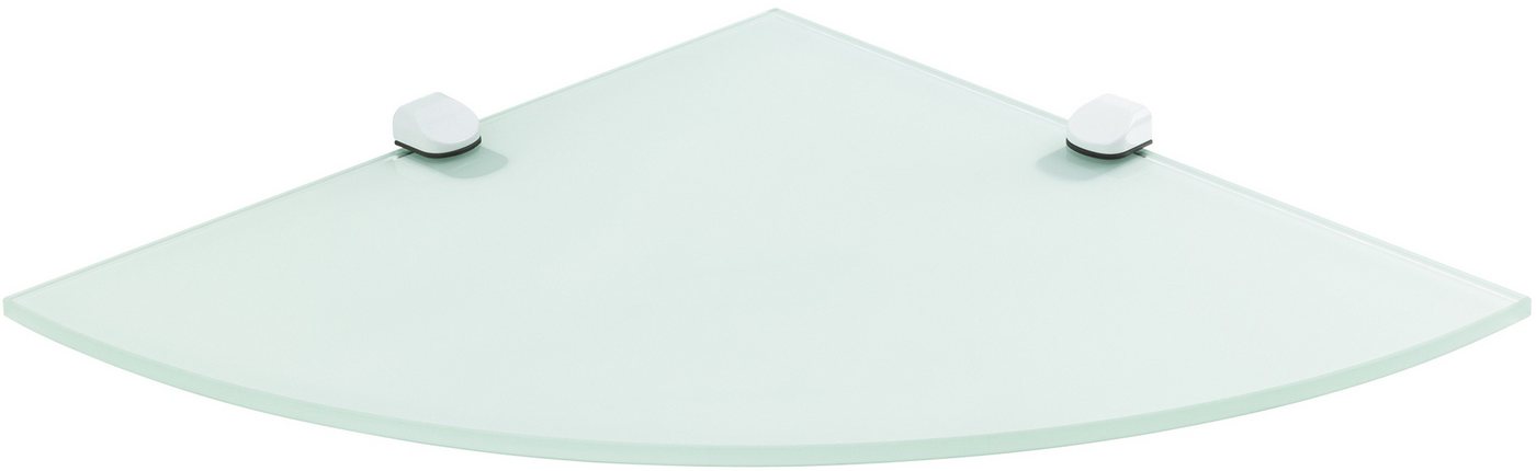 ib style Wandregal Glasregal Viertelkreis 10mm - 25 x 25 cm - satiniert + Clip CUCALE Weiß, Glasboden aus ESG-Sicherheitsglas - Wandregal von ib style