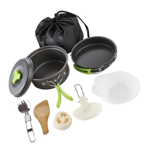 ibasenice 1 Satz Personen Outdoor Kochgeschirr Set mit Zubehörteilen und Tragetasche Tragbare Pfanne für Camping Wandern Picknick und Bbq Leicht zu Reinigen und Platzsparend von ibasenice