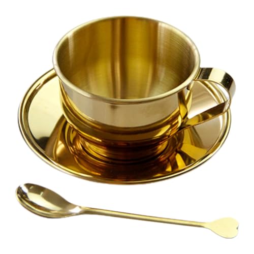 ibasenice 1 Set Teeservice Espressotassen Teebecher Edelstahl Wasserbecher Set Kaffeebecher Tasse Kaffeetassen Set Kaffee Teetasse Milchtasse Und Teller Tassen Mit Untertassen Edelstahl von ibasenice