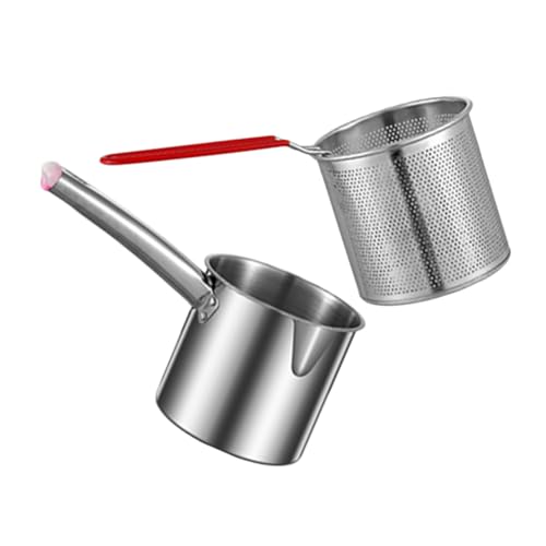 ibasenice 1 Set Topf Mit Frittierkorb Frittierpfanne Mit Korb Antihaftbeschichtung Großer Kleiner Frittierkorb Fritteuse Küchenpfannen Fritteuse Kochgeschirr Fritteuse Bratpfanne Silber von ibasenice