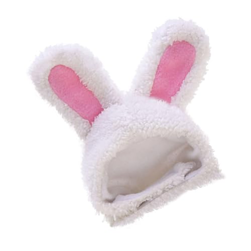 ibasenice 1 Stück Hut Mit Hasenohren Haustier Klein Für Fell Häschen-Cosplay-Hut Erste Mähne Winterpelzmütze Kaninchen Katzen -Cosplay Entzückender Katzenhut Polyester Weiß von ibasenice