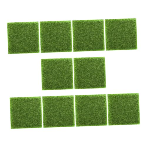 ibasenice 10Stücke Künstliche Grasmatte Realistische Plastikgraspolster für Garten und Innendekoration für Miniaturgärten und DIY Projekte von ibasenice