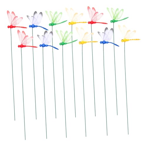ibasenice 12stücke Simulation Libelle Stecker Topf Dekoration Kunstliche Libelle Gartendekoration Gartenstecker Simulation Libelleneinsatz von ibasenice