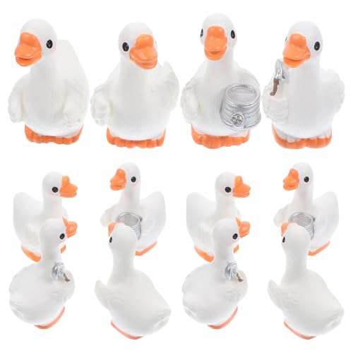 ibasenice 12pcs Mini Harz Enten Miniatur Figuren Ente Statuen Weiße Gans Statue Tier Figur Winzige Enten für Garten Topfpflanzen von ibasenice