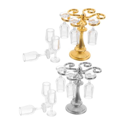 ibasenice 2 Sätze Teiliges Dollhouse Weinregal mit Authentischen Gläsern Küchenaccessoires für Miniatur Szenen und Sammler von ibasenice