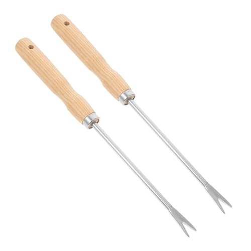 ibasenice 2 Stück Ergonomischer Holzgriff Grass Puller Vielseitiges Gartengerät zum Lockern von Erde Entfernen von und Wurzeln Robuster Gartenhelfer für Haus und Landwirtschaft von ibasenice