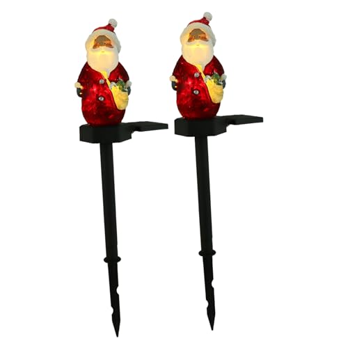 ibasenice 2 Stück Solarbetriebene Gartenleuchte Santa Claus Wetterfester Solar Erdspieß mit LED Dekorative Weihnachtsbeleuchtung für Außenbereich Wegbeleuchtung und Gartenornament von ibasenice